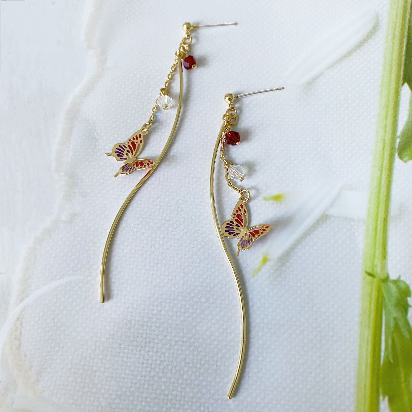 Butterfly Wavy Tassel Earrings