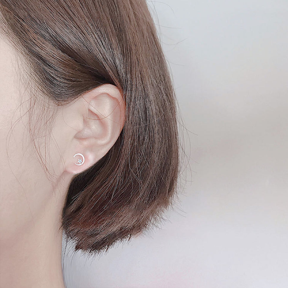 Crescent Starshine Stud Earrings