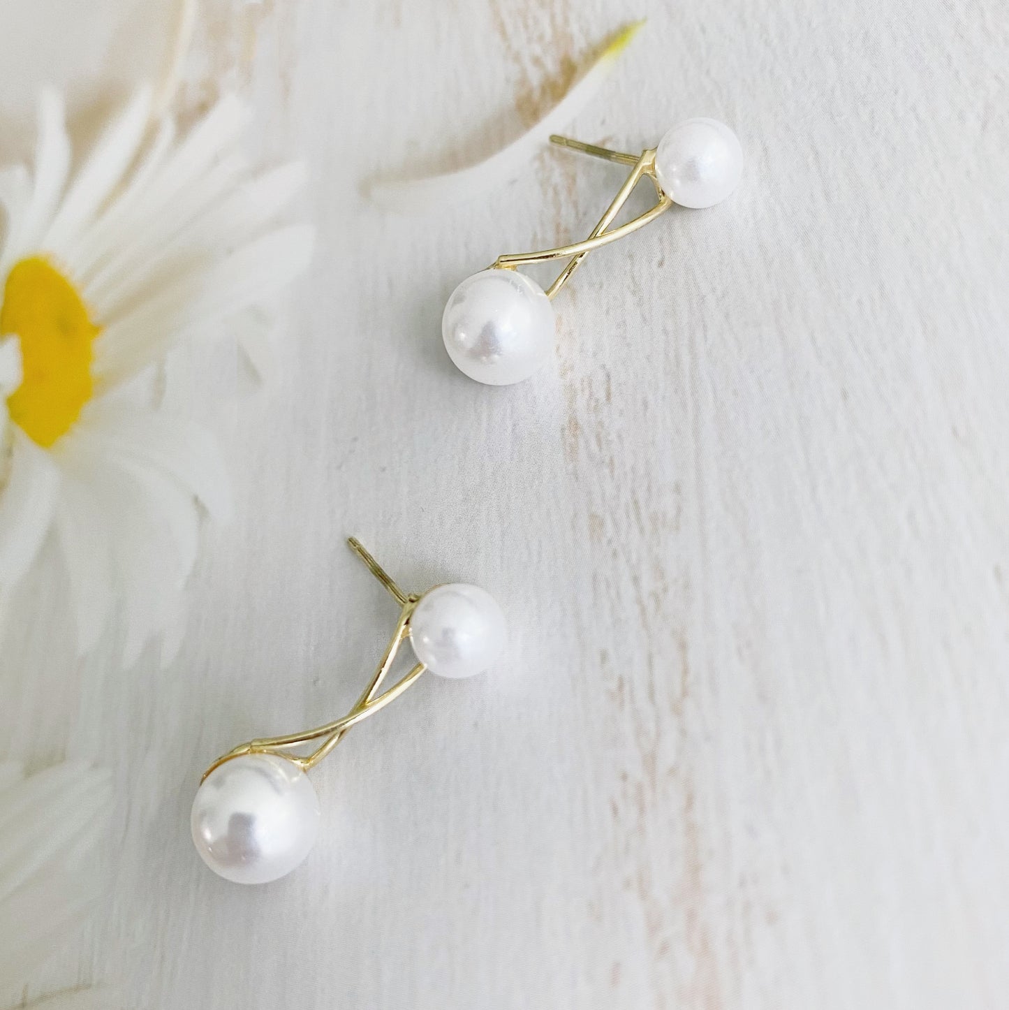 Pearl Criss Cross Earrings