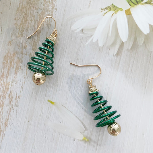 Spiral Christmas Tree Earrings