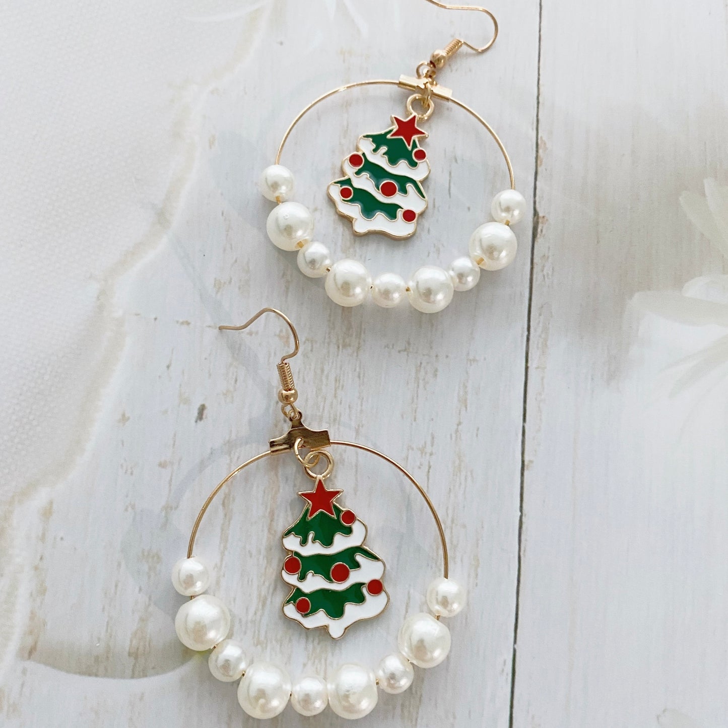Christmas Tree Freshwater Pearls Earrings