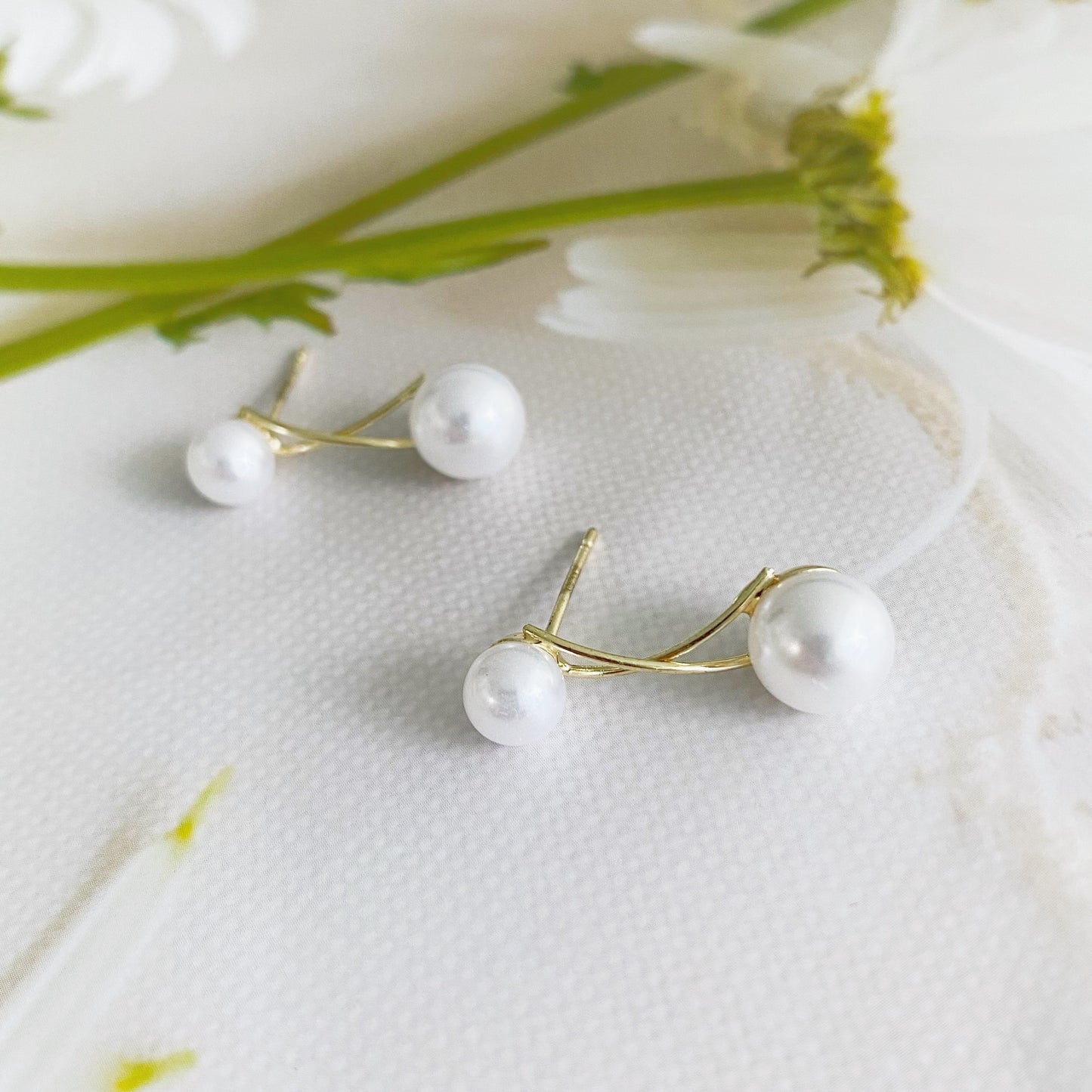 Pearl Criss Cross Earrings